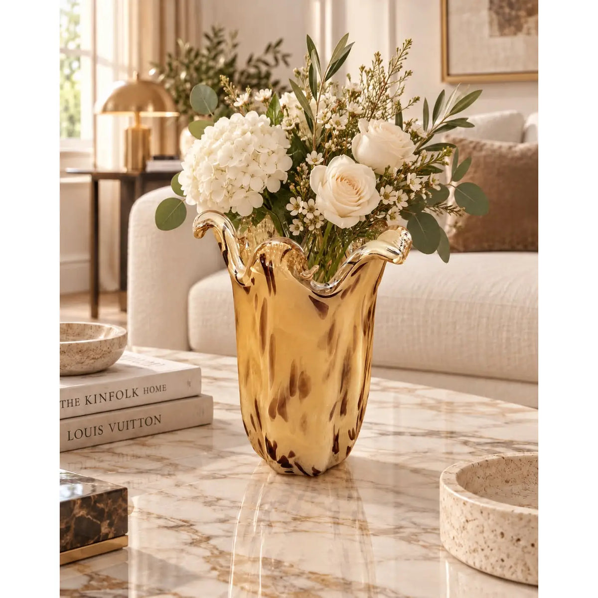 Vaso Venezia, dyreprint i Murano-glas - H 25 cm.