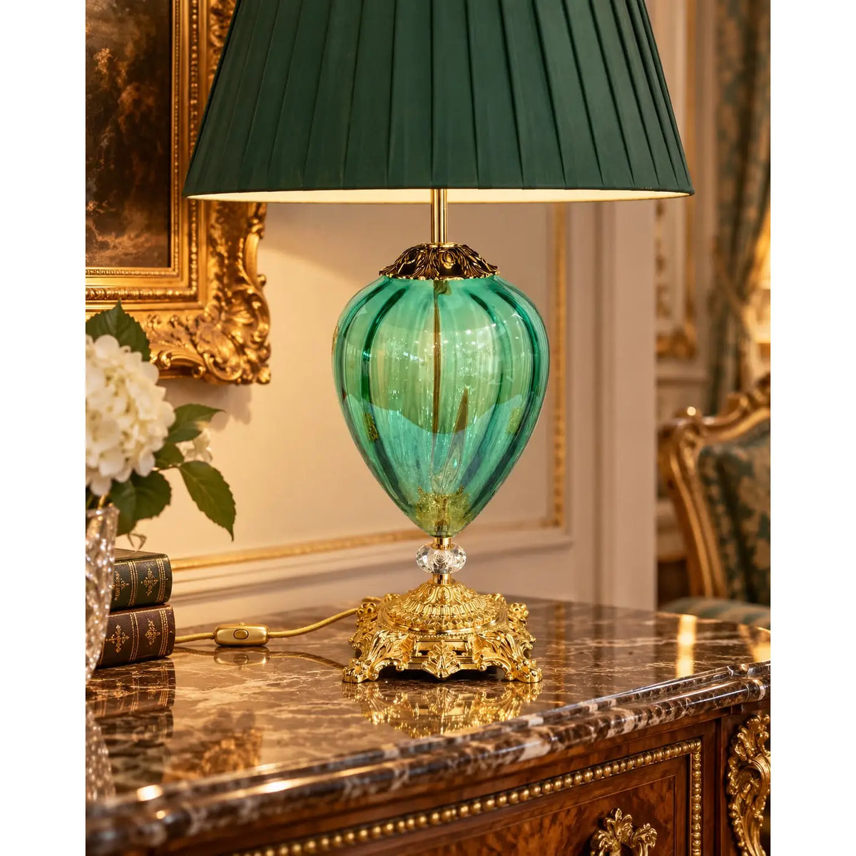 Stor Mary-lampe i grøn Murano-glas - H 70 cm