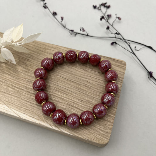 Perlearmbånd elastik - Bright red mop