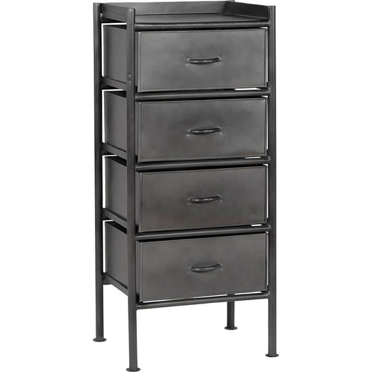 Kommode grå - 4 skuffer - jern.