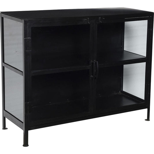 Skænk i lakeret jern og glas