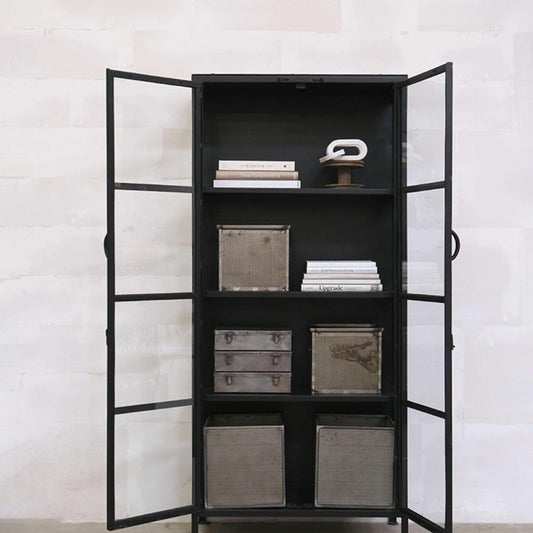 Vitrineskab I lakeret jern og glas