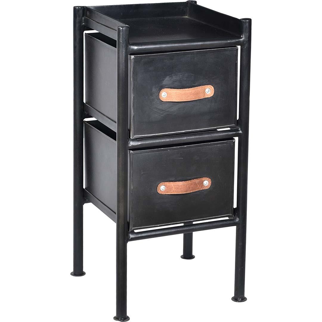 Kommode/sengebord i jern med 2 skuffer