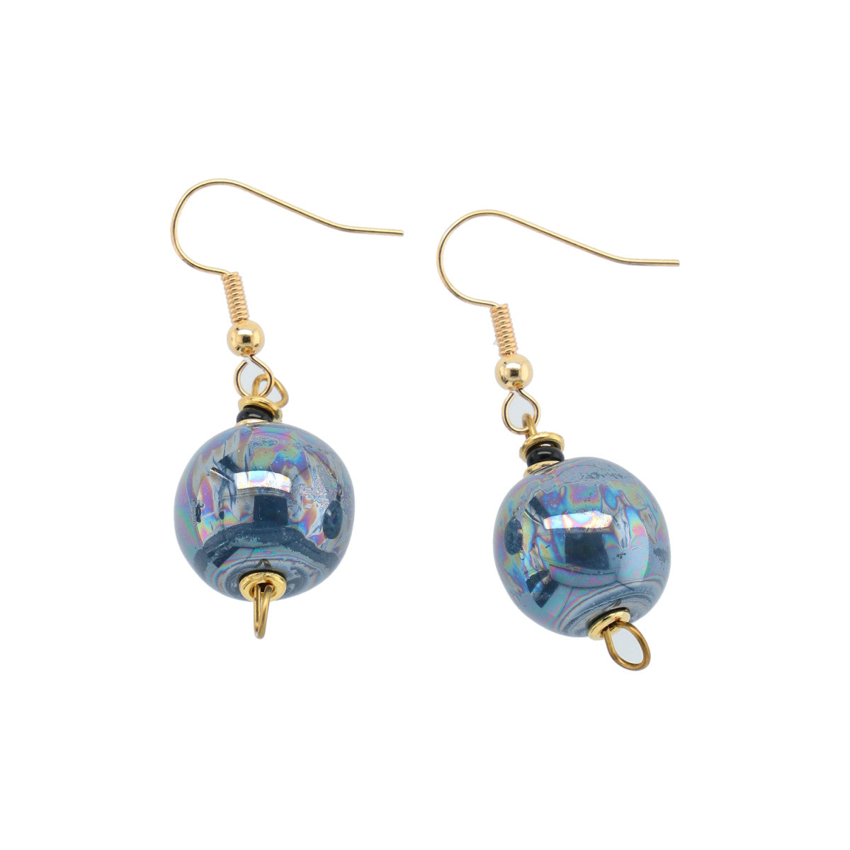 Perleøreringe - Round - blue grey mop