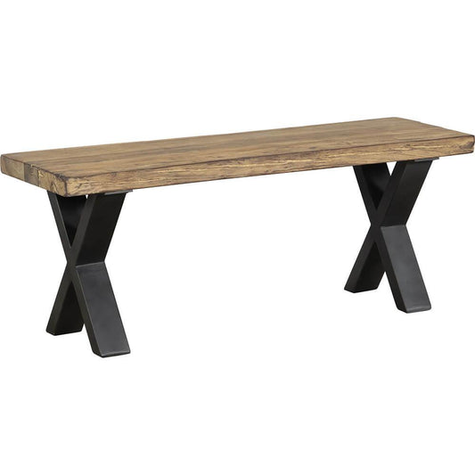 Rustik bænk i træ og jern - S