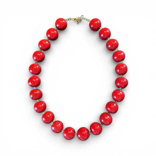 Perlekæde - Plainround - Bright Red
