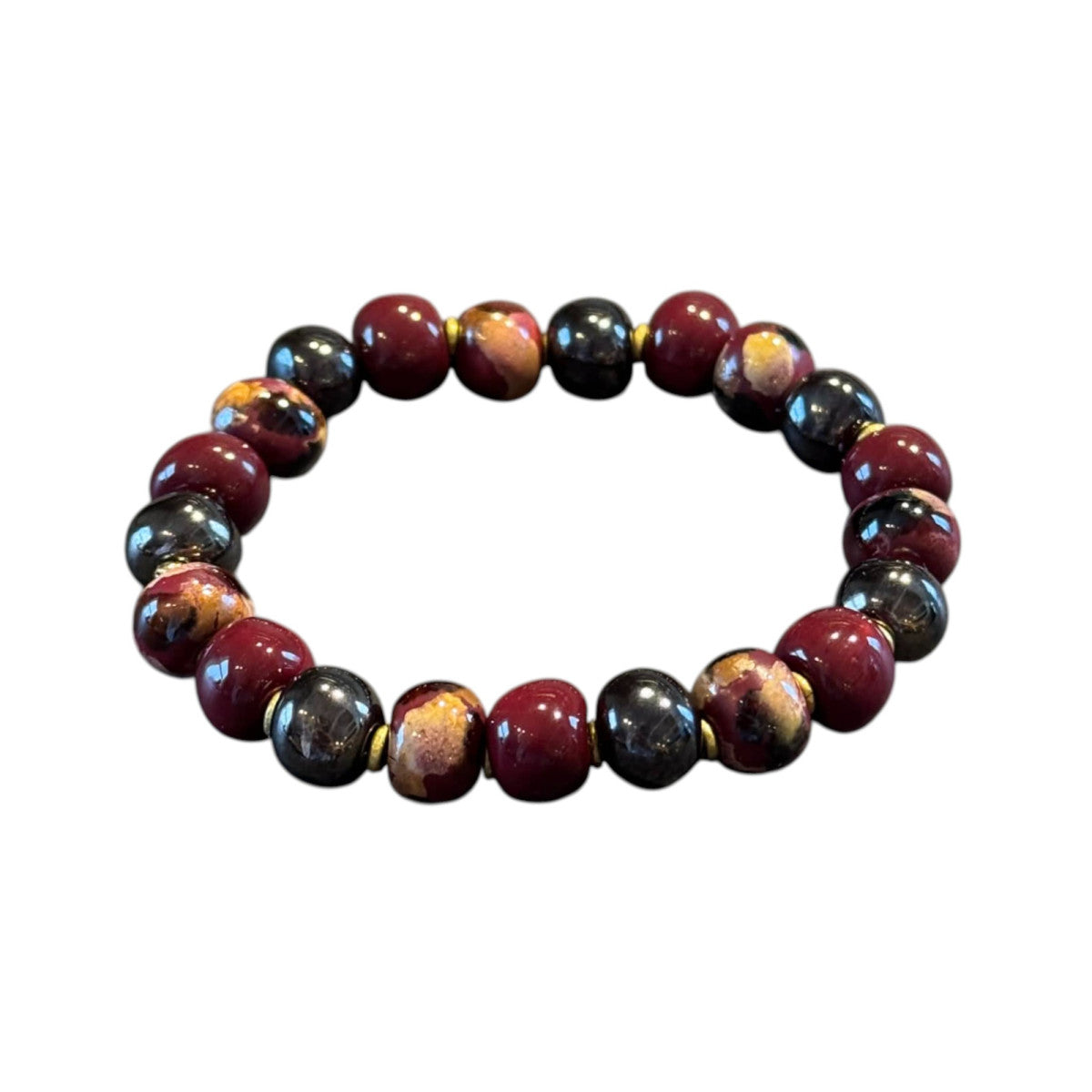 Perlearmbånd - Bordeaux mix