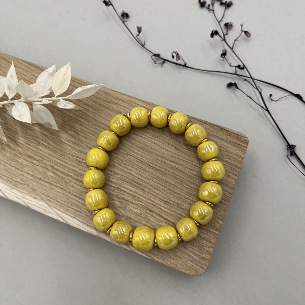 Perlearmbånd elastik - Golden yellow mop