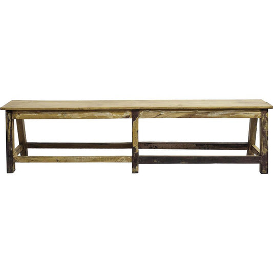 Flot lang gammel bænk i genbrugstræ