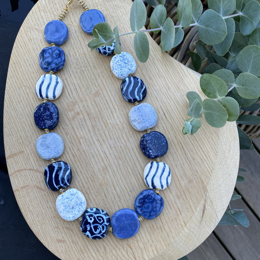 Perlekæde - Pebbles - Blue and white
