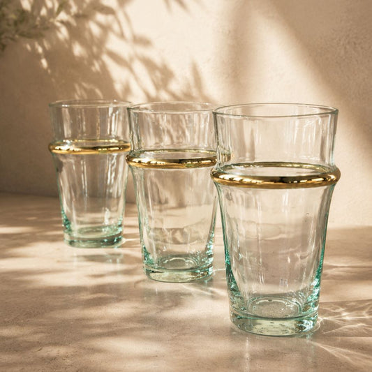 Marokkanske mundblæste glas med messingbælte (2 stk.)