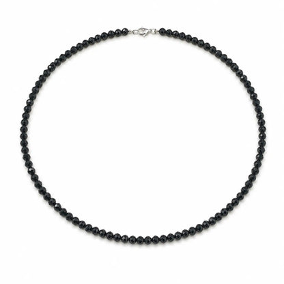 Sort turmalin-krystalhalskæde, 925 sølvlås -  L ca. 45 cm