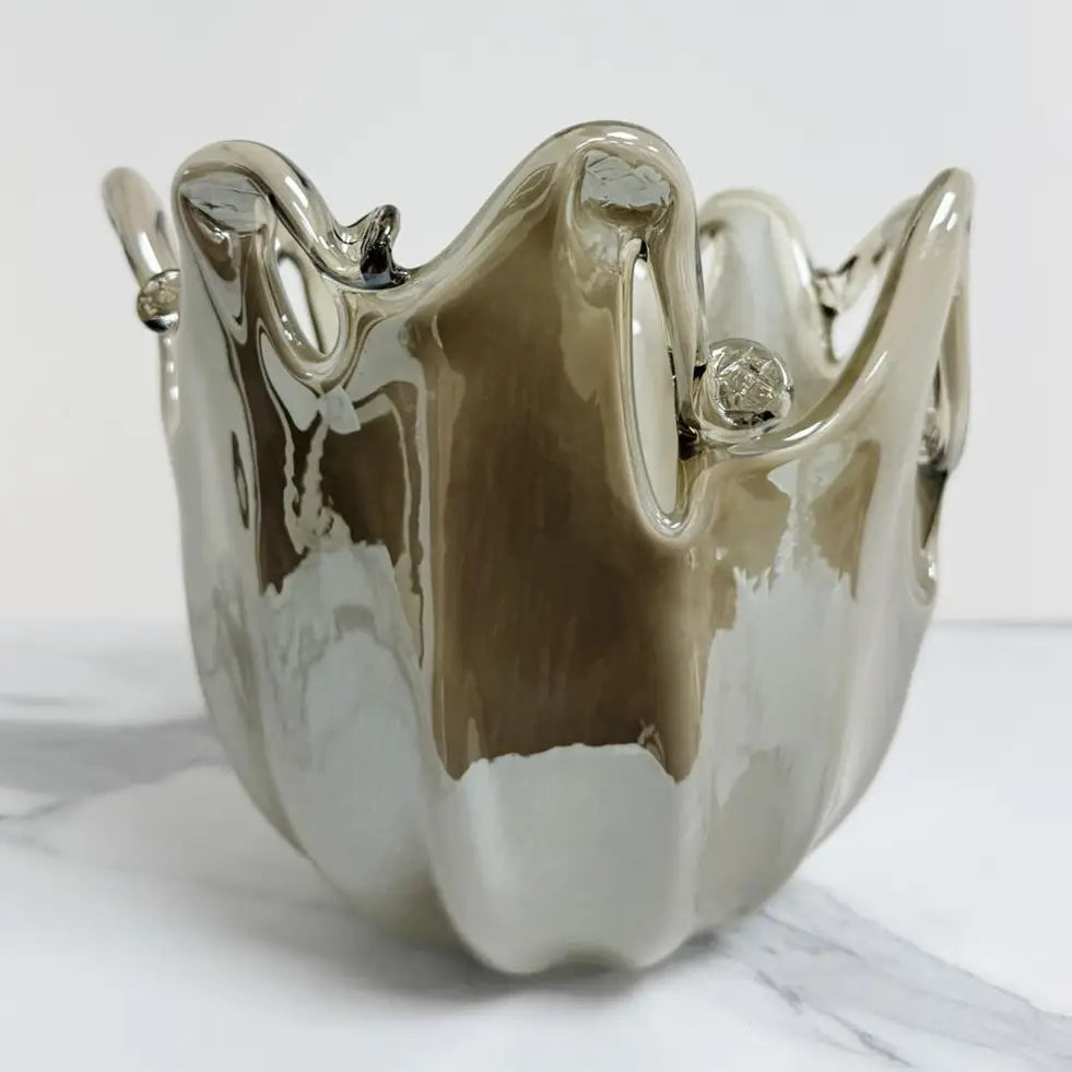 Vaso  calamari - vase - khaki i Murano-glas - H 20 cm.