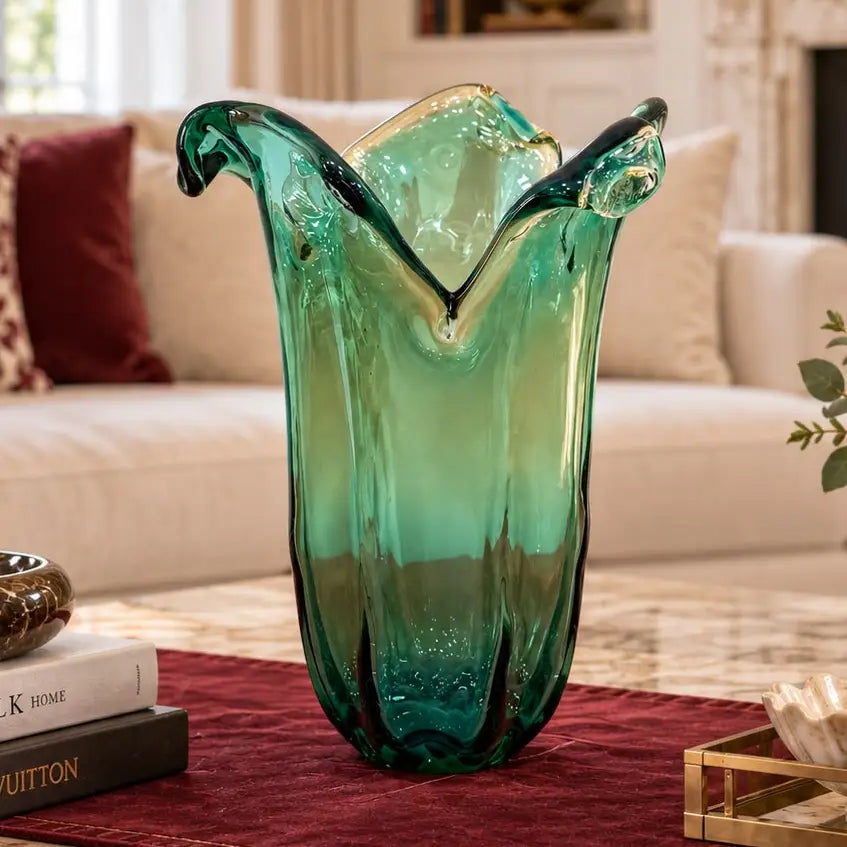 Vaso Tulipano, grøn, Murano glas. H: 25 cm