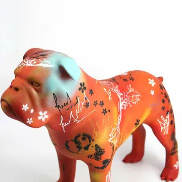 MR BULLDOG - Håndmalet kunstfigur - 54 cm x 18 cm x 39 cm