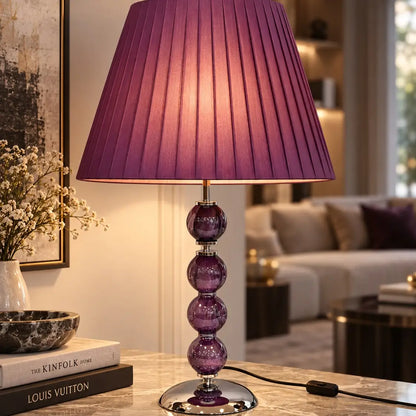 Stor Elizabeth-lampe i wenge med lilla lampeskærm - H 70 cm