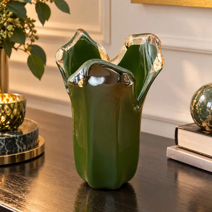 Vaso Tulipano - Mellemstor vase i grøn Murano-glas