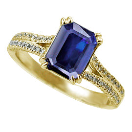 18K Gold Ring 1.50 cttw Sapphire & Diamonds