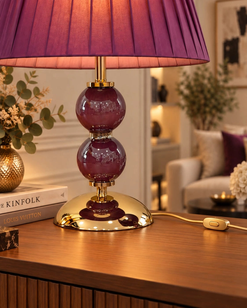 Lille Elizabeth-lampe i lilla med lilla lampeskærm - H 50 cm