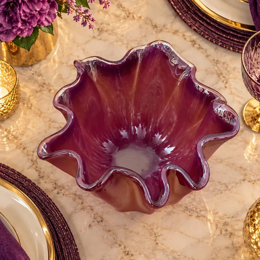 Lilla "Fazzoletto"  i Murano-glas - H