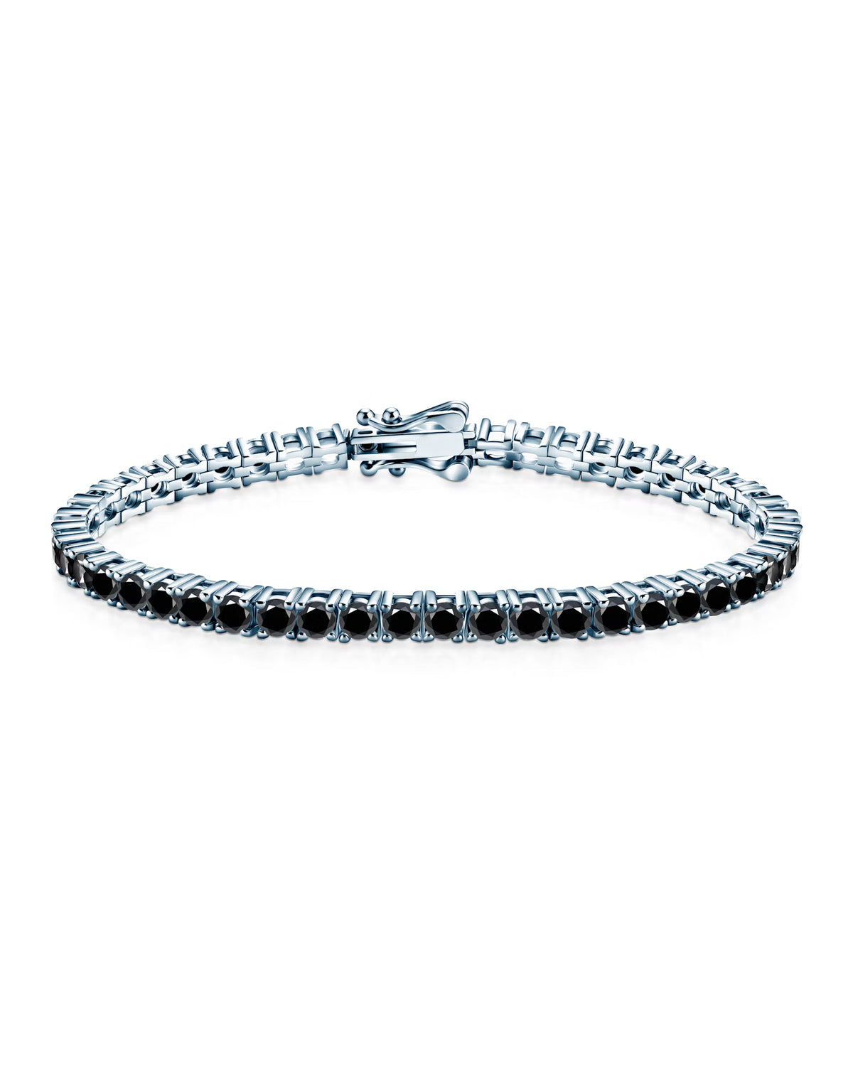 Tennisarmbånd - 925 sølv - B 2 mm - Sort labgrown Moissanitter