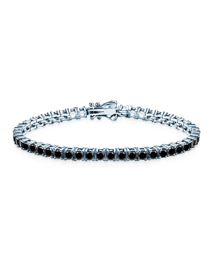 Tennisarmbånd - 925 sølv - B 2 mm - Sort labgrown Moissanitter