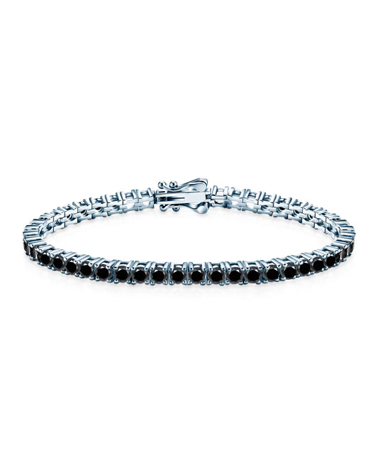 Tennisarmbånd - 925 sølv - B 2 mm - Sort labgrown Moissanitter