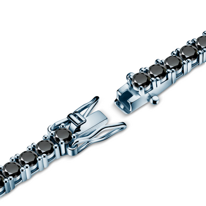 Tennisarmbånd - 925 sølv - B 2 mm - Sort labgrown Moissanitter
