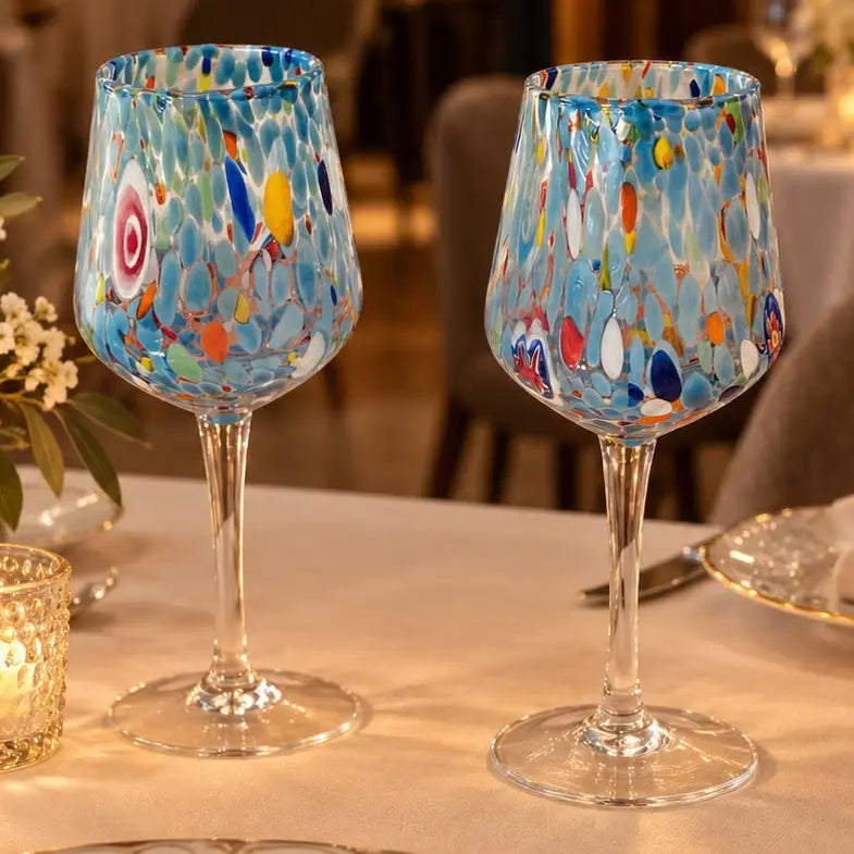 Bicchiere da vino - Kollektion B8 Azurblå i Murano-glas