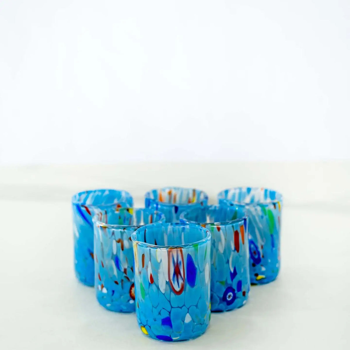 Cicchetto B1 lyseblå i mundblæst Murano-glas 50 ml - Æske med 6 stk.