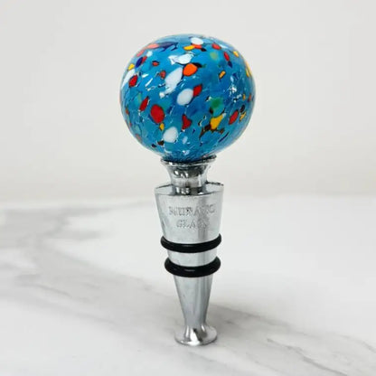 Tyrkis prop til vinflasker i Murano-glas