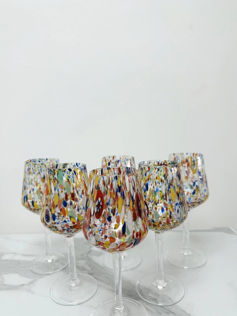Vinglas Kollektion B8 flerfarvet i Murano-glas