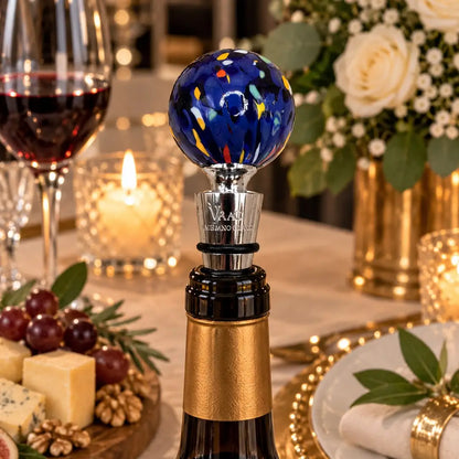 Blå prop til vinflasker i Murano-glas