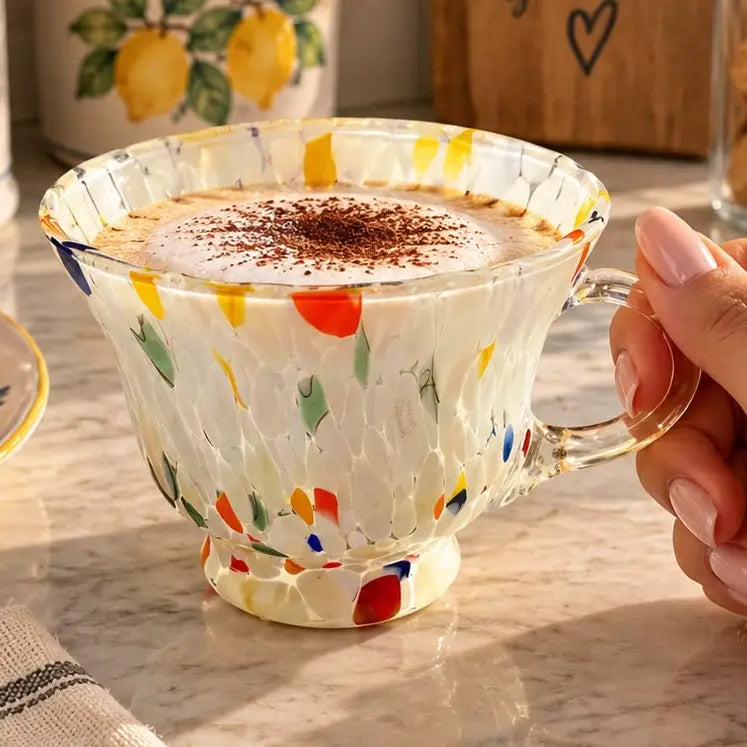 Cappuccino-kop Campanella elfenben i Murano-glas