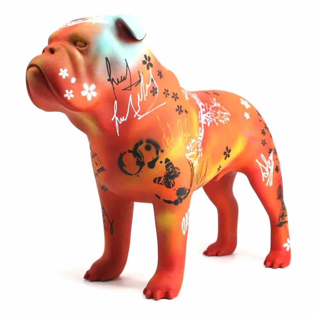 MR BULLDOG - Håndmalet kunstfigur - 54 cm x 18 cm x 39 cm