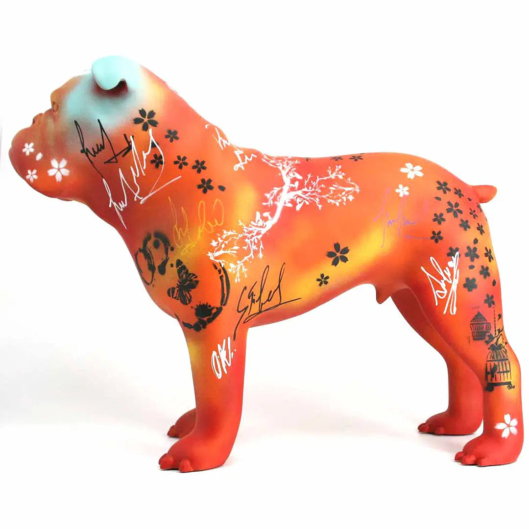 MR BULLDOG - Håndmalet kunstfigur - 54 cm x 18 cm x 39 cm