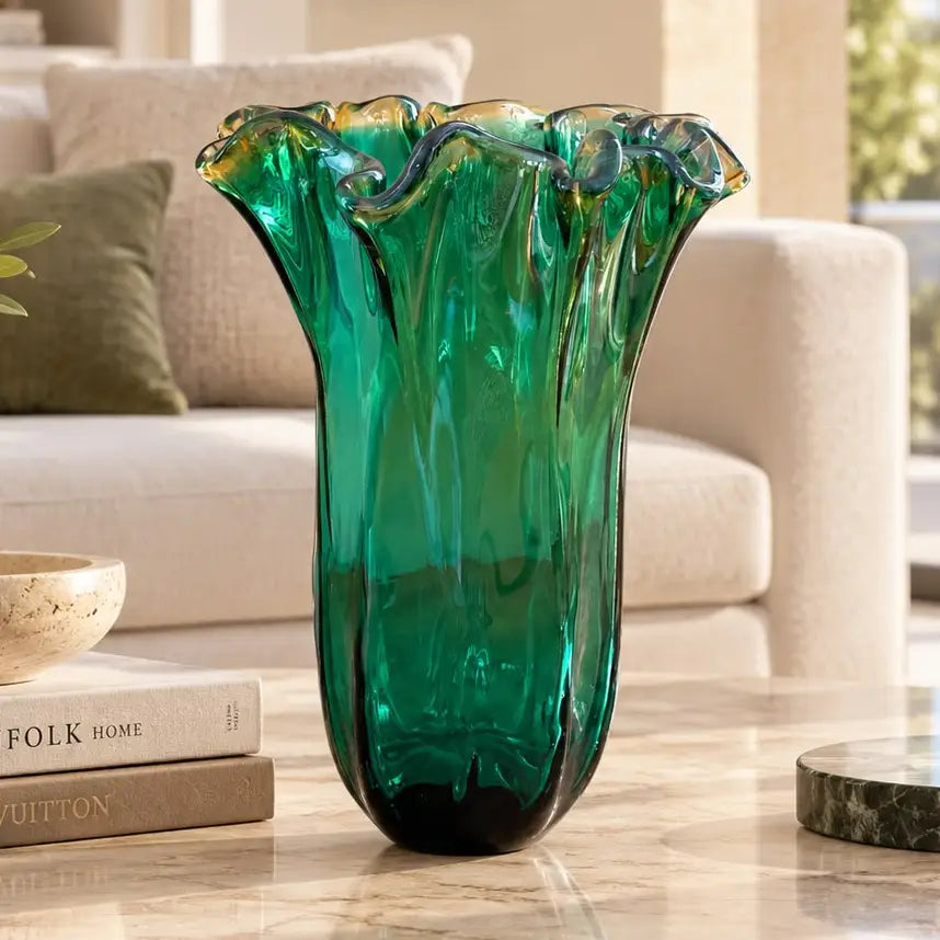Vaso Fazzoletto i grøn glasmasse - H