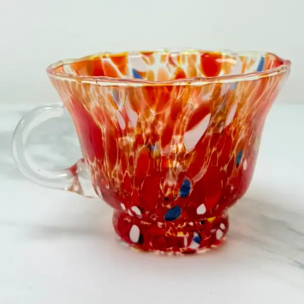 Rød Campanella cappuccino-kop i muranoglas