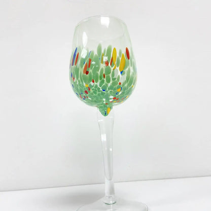 Elegance-grønt vinglas i mundblæst Murano-glas