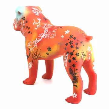 MR BULLDOG - Håndmalet kunstfigur - 54 cm x 18 cm x 39 cm