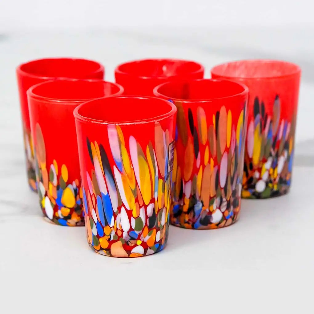 Cicchetto Kollektion Roma Rød i Murano-glas - Æske med 6 stk.