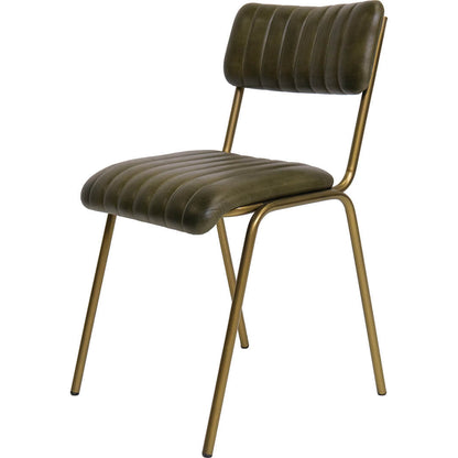 Trademark Living Diner spisebordsstol med quiltet læder - grøn/messing