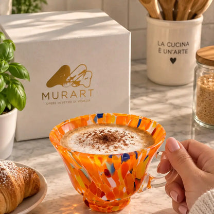 Orange Campanella cappuccino-kop i Murano-glas