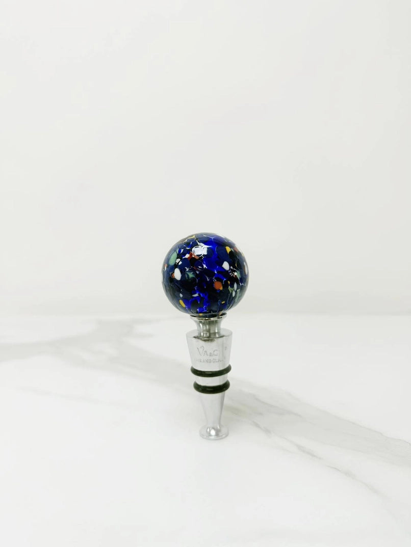 Blå prop til vinflasker i Murano-glas
