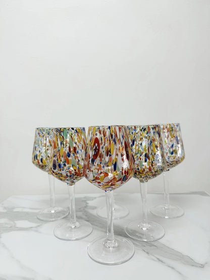 Vinglas Kollektion B8 flerfarvet i Murano-glas