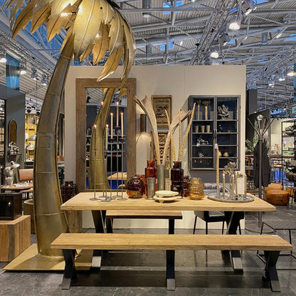 Rustik bænk i træ og jern - L