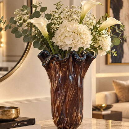 Vaso fazzolett, vase  i Murano-glas H 31 cm.