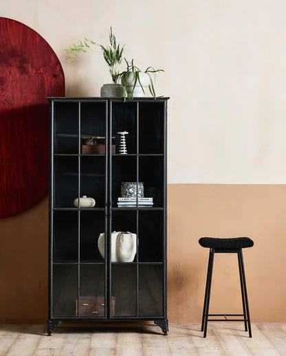 Vitrineskab i jern, 184x97- sort