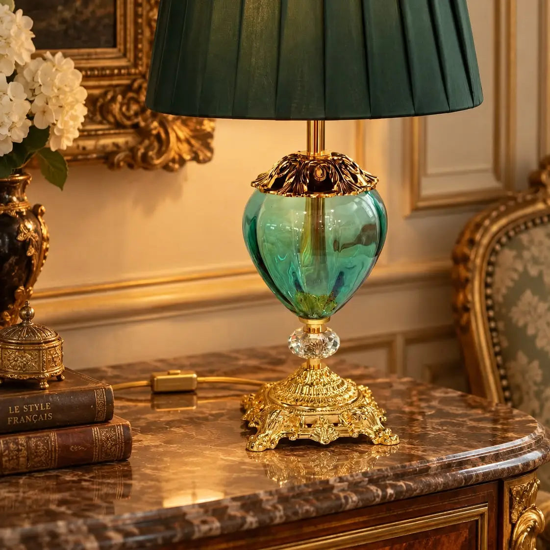 Lille Mary-lampe i grønt Murano-glas