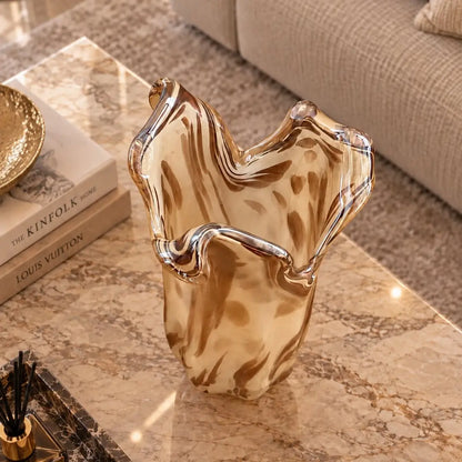 Vaso Tulipano - med animalprint i muranoglas - H 25 cm.